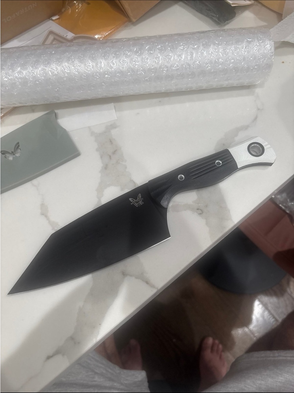 Men's Black Fixed kitchen cutlery with Silver Handle Accents